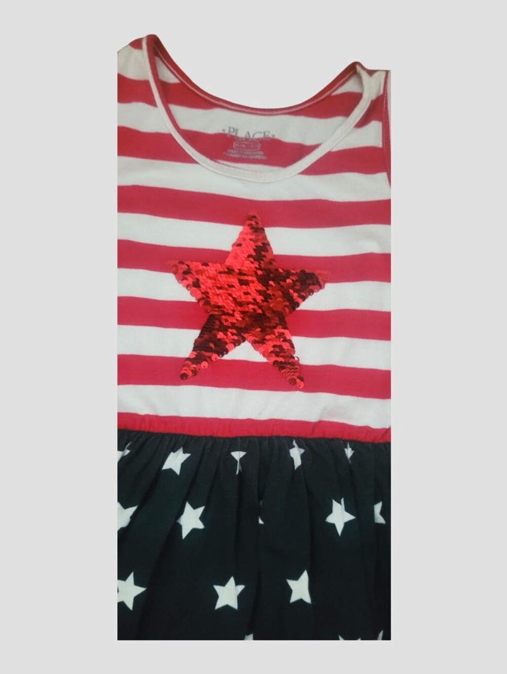 The Children's Place Girl's Red White and Navy Star Striped SleevelessTank Dress - Picture 6 of 11